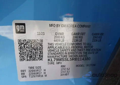 2024 Chevrolet Trailblazer Awd Activ from USA, damaged, VIN KL79MSSL5RB114380